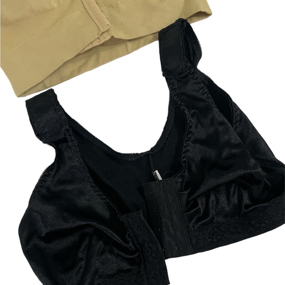 Set of two nursing or after surgery front close sports bras nude black small - Picture 3 of 8